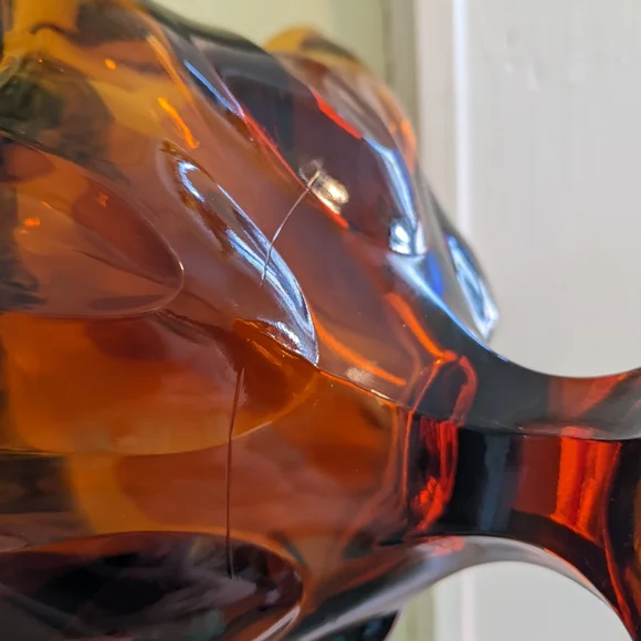 SOLD ETSY: LE Smith SImplicity Swung Art Glass Dish with Pedestal - Picture 4 of 7